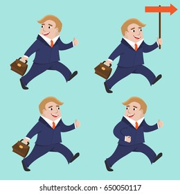 Set of happy businessman in cartoon style.