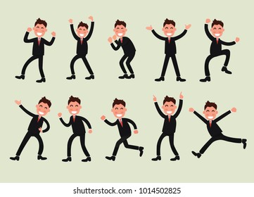 Set of a happy businessman character