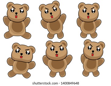 Set of happy cartoon bear vector clipart