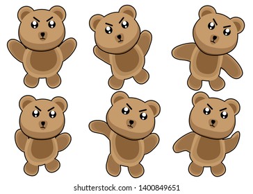 Set of happy cartoon bear vector clipart