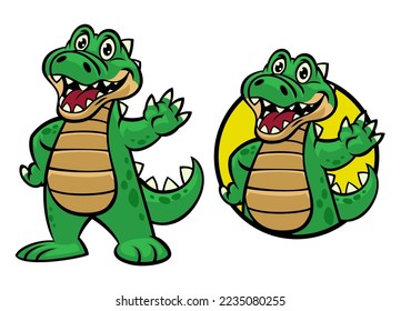 Set of Happy Cartoon of crocodile mascot logo