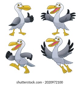 set happy cartoon of seagull character