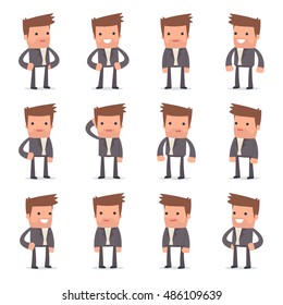 Set of Happy and Cheerful Character Competitor standing in relaxed poses for using in presentations, etc.