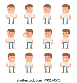 Set of Happy and Cheerful Character Customer standing in relaxed poses for using in presentations, etc.