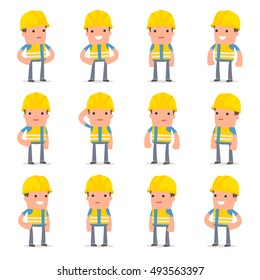 Set of Happy and Cheerful Character Smart Builder standing in relaxed poses for using in presentations, etc.