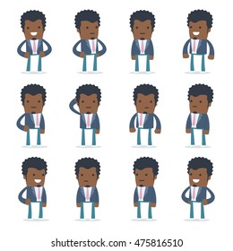 Set of Happy and Cheerful Character Startup entrepreneur standing in relaxed poses for using in presentations, etc.
