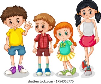 Set of happy children illustration