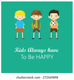 Set of Happy Children and Play