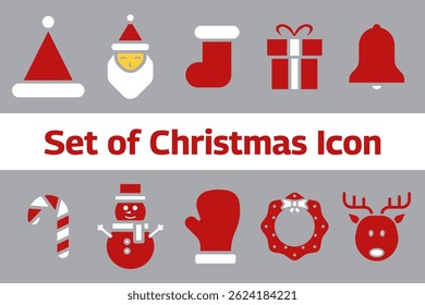 Set of Happy Christmas Icon. Christmas Holiday Icon. High Quality Vector Icon