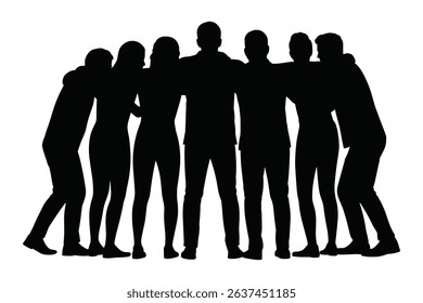 Set of happy crowd silhouette vector illustration isolated on white background