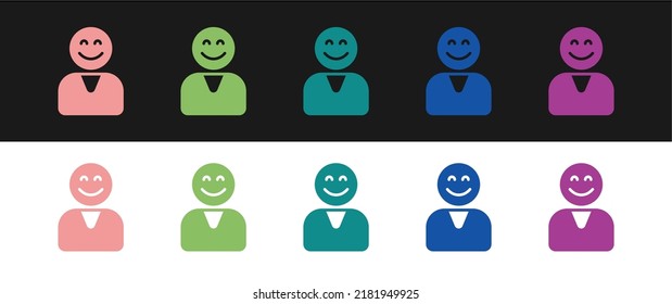 Set Happy customer icon isolated on black and white background.  Vector