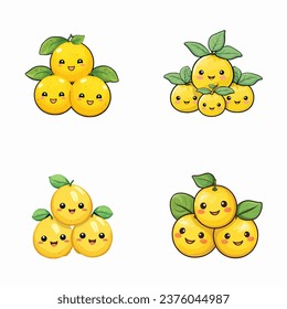 set of happy cute lemons watercolor illustrations for printing on baby clothes, pattern, sticker, postcards, print, fabric, and books