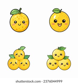 set of happy cute lemons watercolor illustrations for printing on baby clothes, pattern, sticker, postcards, print, fabric, and books