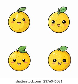 set of happy cute lemons watercolor illustrations for printing on baby clothes, pattern, sticker, postcards, print, fabric, and books