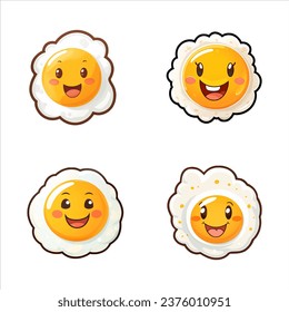 set of happy cute omelet watercolor illustrations for printing on baby clothes, pattern, sticker, postcards, print, fabric, and books