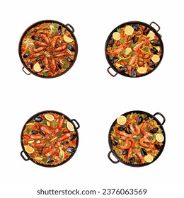 set of happy cute paella watercolor illustrations for printing on baby clothes, pattern, sticker, postcards, print, fabric, and books