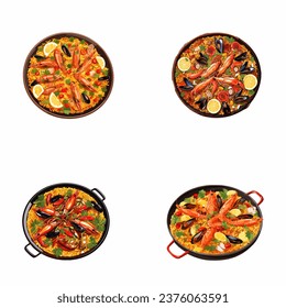 set of happy cute paella watercolor illustrations for printing on baby clothes, pattern, sticker, postcards, print, fabric, and books