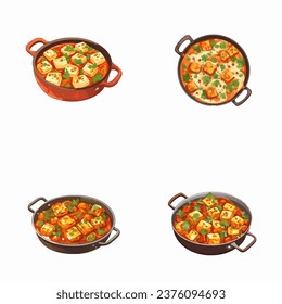 conjunto de ilustraciones de acuarela del feliz paneer tika masala lindo para imprimir en ropa de bebé, patrón, pegatina, postales, imprenta, tela y libros,