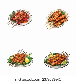 set of happy cute sate watercolor illustrations for printing on baby clothes, pattern, sticker, postcards, print, fabric, and books