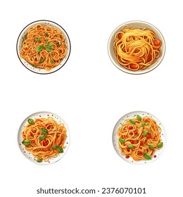 set of happy cute spaghetti watercolor illustrations for printing on baby clothes, pattern, sticker, postcards, print, fabric, and books