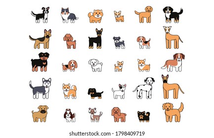 Set of a happy dogs cartoon - Vector