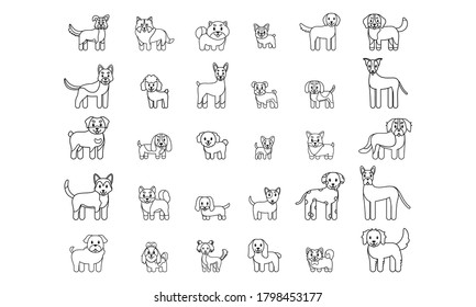 Set of a happy dogs cartoon - Vector