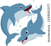 Set of happy dolphin cartoon 