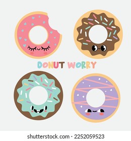set of happy donuts, food, bakery