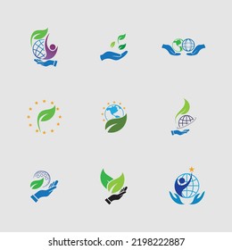 conjunto de plantillas de diseño de ilustración del logotipo del día de la Tierra feliz
