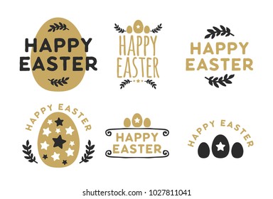set of happy easter badge and label