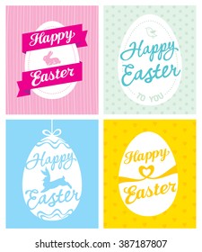 Set of happy easter card illustration