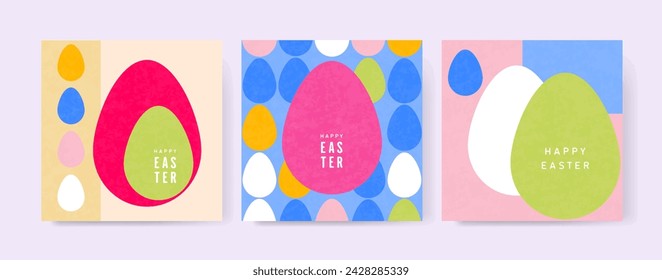 Conjunto de tarjetas de Feliz Pascua para póster, portada o postal.