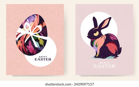 Conjunto de tarjetas de Feliz Pascua para póster, portada o postal.