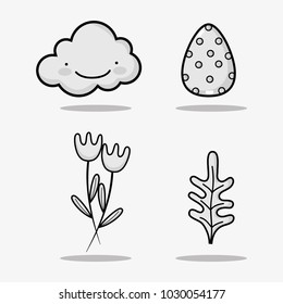 set happy easter celebration holiday decoration