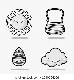 set happy easter celebration holiday decoration