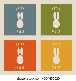 Set of happy Easter eggs bunny. Vector illustration.