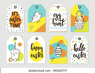 Set Happy Easter Gift Tags Cards Stock Vector (Royalty Free) 590243777 ...