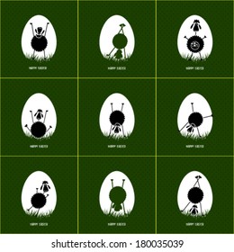 Set of  Happy Easter greeting card with egg 