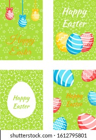 Set of Happy Easter greeting cards with сolorful eggs. Vector illustration for Easter day