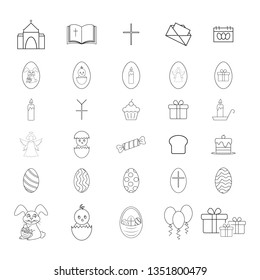Set of Happy easter icons on the white background