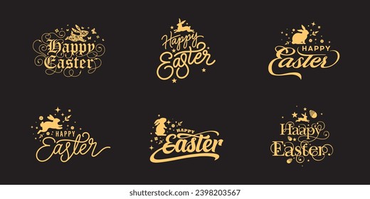 Logo de Happy Easter.  Logo de Pascua festiva. Vector. Aislado sobre fondo blanco.