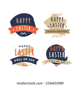Set of Happy Easter Typographical Badges.
