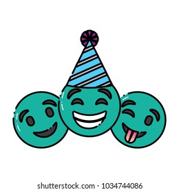 set happy faces emoticon green cartoon