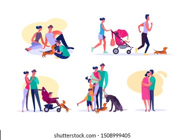 Set Happy Families Parents Children Enjoying Stock Vector (Royalty Free ...