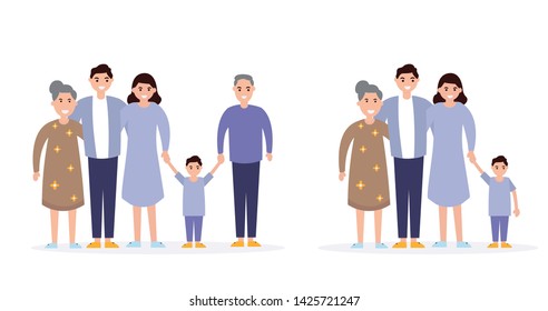 Set of happy family, illustration of groups families 
