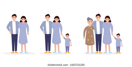Set of happy family, illustration of groups families 
