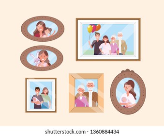 set happy family pictures memories decoration