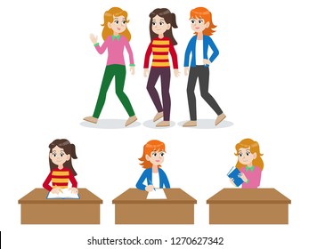 Set of happy Family,cartoon character flat design vector on white background.