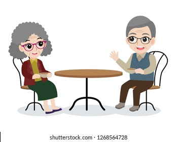 Set of happy Family,Grandfather grandmother cartoon character flat design vector on white background.