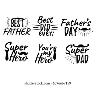 Set of Happy Father's Day banner and giftcard. Best Dad Poster Sign on Background. Vector Illustration.